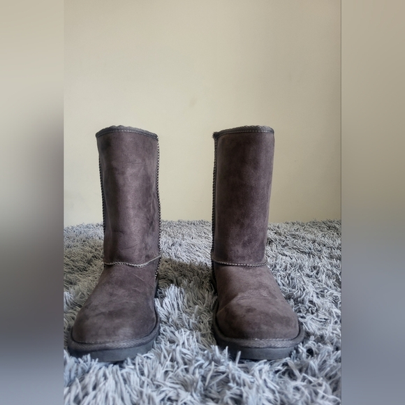 Arizona Womens Slate Gray Suede Boots With Fur Trim Size 10 - Picture 1 of 5